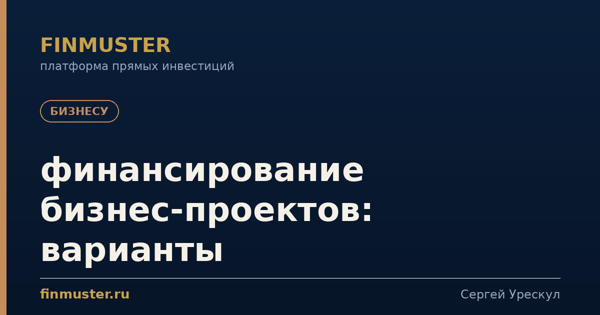 финансирование бизнес-проектов: варианты