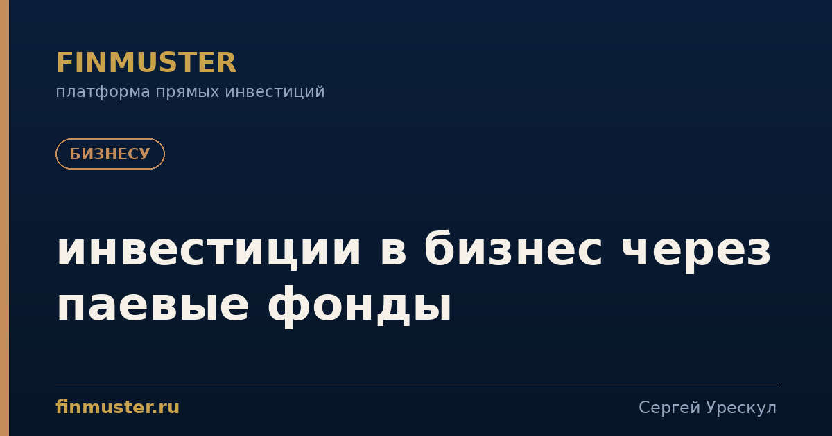 инвестиции в бизнес через паевые фонды