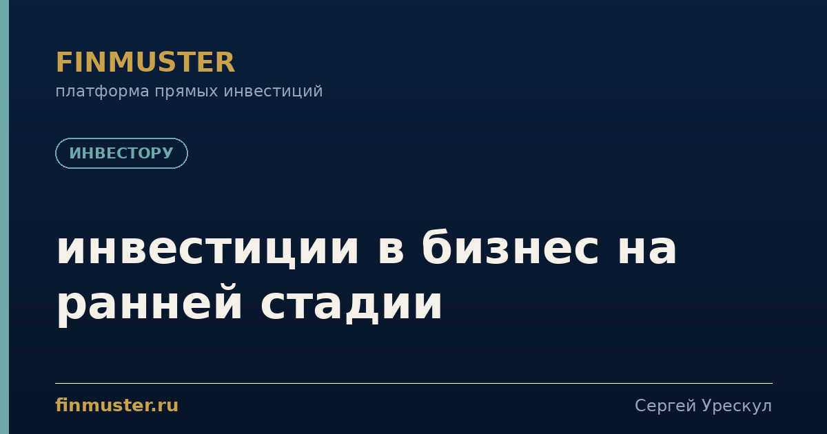 инвестиции в бизнес на ранней стадии