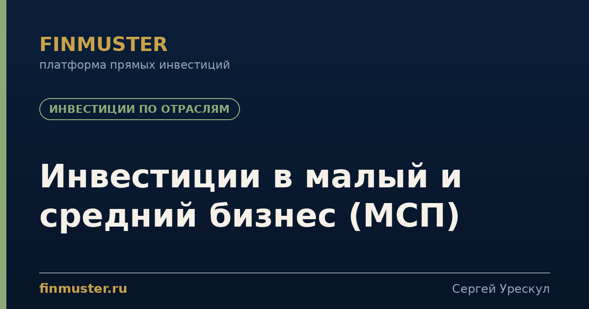 Инвестиции в малый и средний бизнес (МСП)